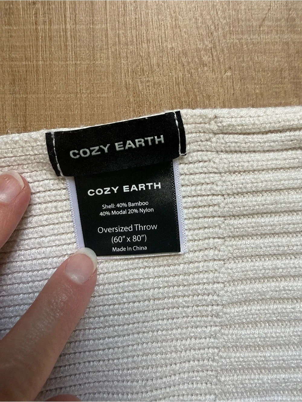 Cozy Earth 60” x 80” Throw Blanket Cream